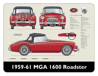 MGA 1600 Roadster (wire wheels) 1959-61 Mouse Mat